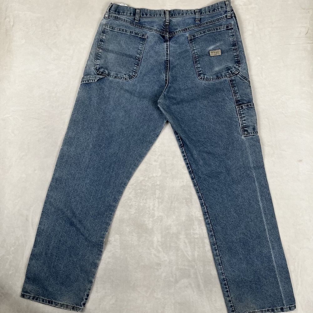 Wrangler Jeans Mens 36x34 Blue Relaxed Straight Carpenter Denim Med Wash Pants